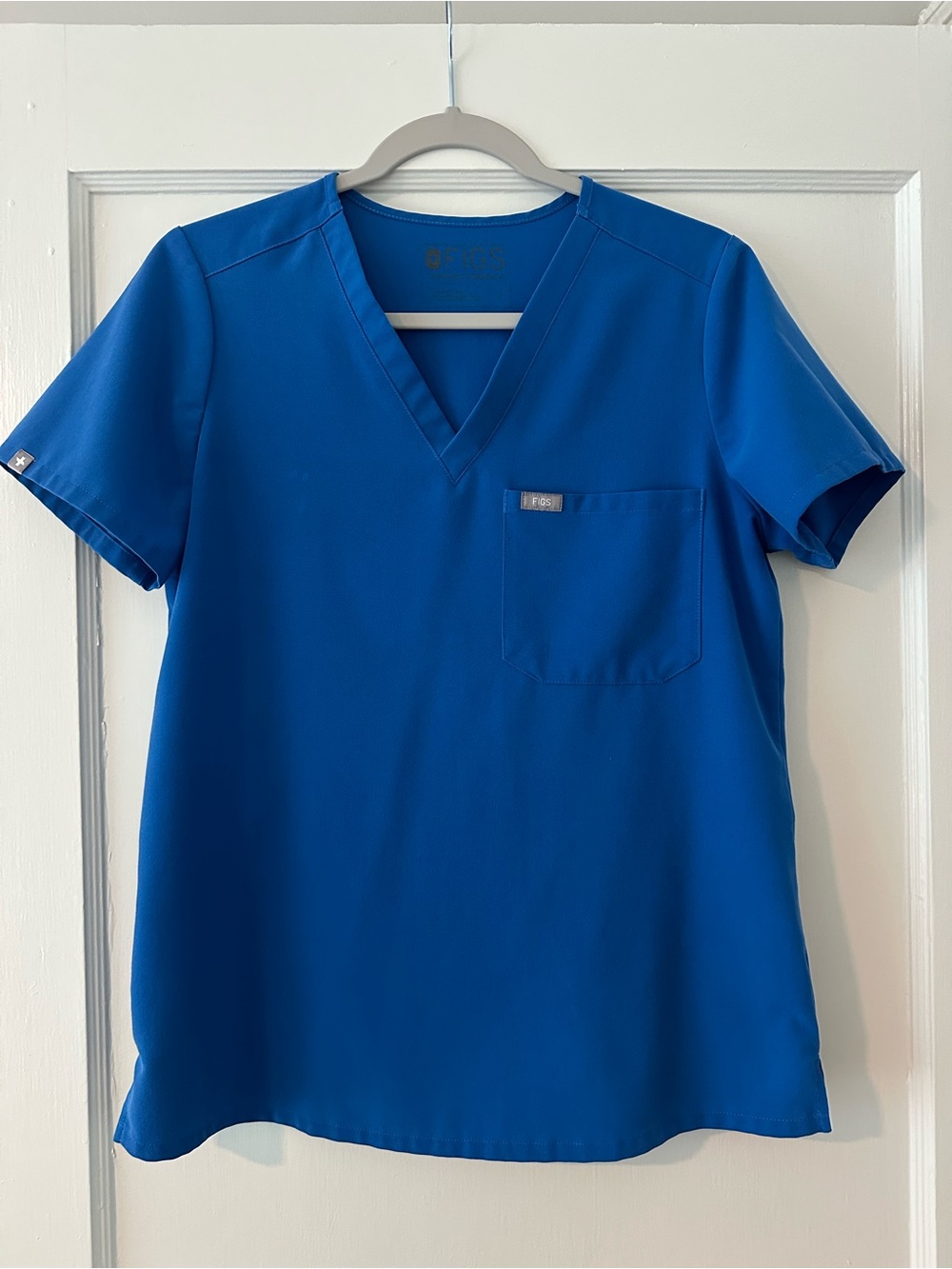 Figs Caterina Women Top V-Neck Scrub in Royal Blue